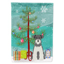 Merry Christmas Tree Miniature Schnauzer Salt and Pepper House Flag 28x40 Porch Sleeve Pole Decorative Outside Yard Banner Artwork Wall Hanging, Polyester