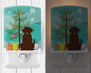 Merry Christmas Tree Chocolate Labrador Ceramic Night Light Compact, UL-Certified, Ideal for Bedroom, Bathroom, Nursery, Hallway, Kitchen, 6x4x3, Multicolor
