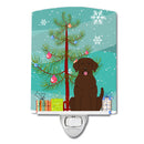 Merry Christmas Tree Chocolate Labrador Ceramic Night Light Compact, UL-Certified, Ideal for Bedroom, Bathroom, Nursery, Hallway, Kitchen, 6x4x3, Multicolor