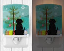Merry Christmas Tree Black Labrador Ceramic Night Light Compact, UL-Certified, Ideal for Bedroom, Bathroom, Nursery, Hallway, Kitchen, 6x4x3, Multicolor