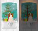 Merry Christmas Tree Cavalier Spaniel Ceramic Night Light Compact, UL-Certified, Ideal for Bedroom, Bathroom, Nursery, Hallway, Kitchen, 6x4x3, Multicolor