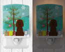 Merry Christmas Tree Irish Water Spaniel Ceramic Night Light Compact, UL-Certified, Ideal for Bedroom, Bathroom, Nursery, Hallway, Kitchen, 6x4x3, Multicolor