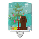 Merry Christmas Tree Irish Water Spaniel Ceramic Night Light Compact, UL-Certified, Ideal for Bedroom, Bathroom, Nursery, Hallway, Kitchen, 6x4x3, Multicolor