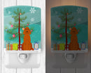 Merry Christmas Tree Irish Setter Ceramic Night Light Compact, UL-Certified, Ideal for Bedroom, Bathroom, Nursery, Hallway, Kitchen, 6x4x3, Multicolor