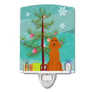 Merry Christmas Tree Irish Setter Ceramic Night Light Compact, UL-Certified, Ideal for Bedroom, Bathroom, Nursery, Hallway, Kitchen, 6x4x3, Multicolor