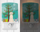 Merry Christmas Tree Irish Wolfhound Ceramic Night Light Compact, UL-Certified, Ideal for Bedroom, Bathroom, Nursery, Hallway, Kitchen, 6x4x3, Multicolor