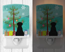 Merry Christmas Tree Giant Schnauzer Ceramic Night Light Compact, UL-Certified, Ideal for Bedroom, Bathroom, Nursery, Hallway, Kitchen, 6x4x3, Multicolor
