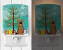 Merry Christmas Tree German Shepherd Ceramic Night Light Compact, UL-Certified, Ideal for Bedroom, Bathroom, Nursery, Hallway, Kitchen, 6x4x3, Multicolor