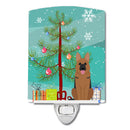 Merry Christmas Tree German Shepherd Ceramic Night Light Compact, UL-Certified, Ideal for Bedroom, Bathroom, Nursery, Hallway, Kitchen, 6x4x3, Multicolor