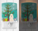 Merry Christmas Tree Poodle White Ceramic Night Light Compact, UL-Certified, Ideal for Bedroom, Bathroom, Nursery, Hallway, Kitchen, 6x4x3, Multicolor