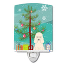 Merry Christmas Tree Poodle White Ceramic Night Light Compact, UL-Certified, Ideal for Bedroom, Bathroom, Nursery, Hallway, Kitchen, 6x4x3, Multicolor