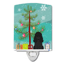 Merry Christmas Tree Poodle Black Ceramic Night Light Compact, UL-Certified, Ideal for Bedroom, Bathroom, Nursery, Hallway, Kitchen, 6x4x3, Multicolor