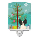 Merry Christmas Tree Papillon Black White Ceramic Night Light Compact, UL-Certified, Ideal for Bedroom, Bathroom, Nursery, Hallway, Kitchen, 6x4x3, Multicolor