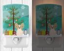 Merry Christmas Tree Papillon Sable White Ceramic Night Light Compact, UL-Certified, Ideal for Bedroom, Bathroom, Nursery, Hallway, Kitchen, 6x4x3, Multicolor