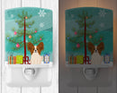 Merry Christmas Tree Papillon Red White Ceramic Night Light Compact, UL-Certified, Ideal for Bedroom, Bathroom, Nursery, Hallway, Kitchen, 6x4x3, Multicolor