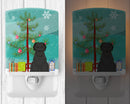 Merry Christmas Tree Briard Black Ceramic Night Light Compact, UL-Certified, Ideal for Bedroom, Bathroom, Nursery, Hallway, Kitchen, 6x4x3, Multicolor
