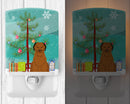 Merry Christmas Tree Briard Brown Ceramic Night Light Compact, UL-Certified, Ideal for Bedroom, Bathroom, Nursery, Hallway, Kitchen, 6x4x3, Multicolor