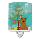 Merry Christmas Tree Briard Brown Ceramic Night Light Compact, UL-Certified, Ideal for Bedroom, Bathroom, Nursery, Hallway, Kitchen, 6x4x3, Multicolor