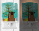Merry Christmas Tree Bullmastiff Ceramic Night Light Compact, UL-Certified, Ideal for Bedroom, Bathroom, Nursery, Hallway, Kitchen, 6x4x3, Multicolor