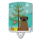 Merry Christmas Tree Bullmastiff Ceramic Night Light Compact, UL-Certified, Ideal for Bedroom, Bathroom, Nursery, Hallway, Kitchen, 6x4x3, Multicolor