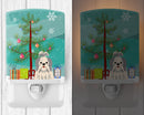 Merry Christmas Tree Shih Tzu Silver White Ceramic Night Light Compact, UL-Certified, Ideal for Bedroom, Bathroom, Nursery, Hallway, Kitchen, 6x4x3, Multicolor