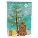 Merry Christmas Tree Shih Tzu Silver Chocolate House Flag 28x40 Porch Sleeve Pole Decorative Outside Yard Banner Artwork Wall Hanging, Polyester