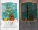 Merry Christmas Tree Shih Tzu Silver Chocolate Ceramic Night Light Compact, UL-Certified, Ideal for Bedroom, Bathroom, Nursery, Hallway, Kitchen, 6x4x3, Multicolor