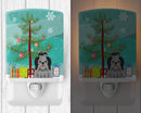 Merry Christmas Tree Shih Tzu Black Silver Ceramic Night Light Compact, UL-Certified, Ideal for Bedroom, Bathroom, Nursery, Hallway, Kitchen, 6x4x3, Multicolor
