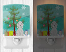 Merry Christmas Tree Bedlington Terrier Blue Ceramic Night Light Compact, UL-Certified, Ideal for Bedroom, Bathroom, Nursery, Hallway, Kitchen, 6x4x3, Multicolor
