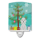 Merry Christmas Tree Bedlington Terrier Blue Ceramic Night Light Compact, UL-Certified, Ideal for Bedroom, Bathroom, Nursery, Hallway, Kitchen, 6x4x3, Multicolor