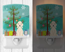 Merry Christmas Tree Bedlington Terrier Sandy Ceramic Night Light Compact, UL-Certified, Ideal for Bedroom, Bathroom, Nursery, Hallway, Kitchen, 6x4x3, Multicolor