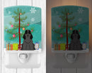 Merry Christmas Tree Cocker Spaniel Black Ceramic Night Light Compact, UL-Certified, Ideal for Bedroom, Bathroom, Nursery, Hallway, Kitchen, 6x4x3, Multicolor