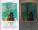 Merry Christmas Tree Cocker Spaniel Black Tan Ceramic Night Light Compact, UL-Certified, Ideal for Bedroom, Bathroom, Nursery, Hallway, Kitchen, 6x4x3, Multicolor