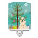 Merry Christmas Tree Cocker Spaniel Buff Ceramic Night Light Compact, UL-Certified, Ideal for Bedroom, Bathroom, Nursery, Hallway, Kitchen, 6x4x3, Multicolor