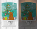 Merry Christmas Tree Cocker Spaniel Red Ceramic Night Light Compact, UL-Certified, Ideal for Bedroom, Bathroom, Nursery, Hallway, Kitchen, 6x4x3, Multicolor