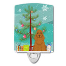 Merry Christmas Tree Cocker Spaniel Red Ceramic Night Light Compact, UL-Certified, Ideal for Bedroom, Bathroom, Nursery, Hallway, Kitchen, 6x4x3, Multicolor