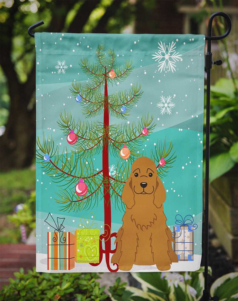 Merry Christmas Tree Cocker Spaniel Red Flag Garden Size BB4220GF