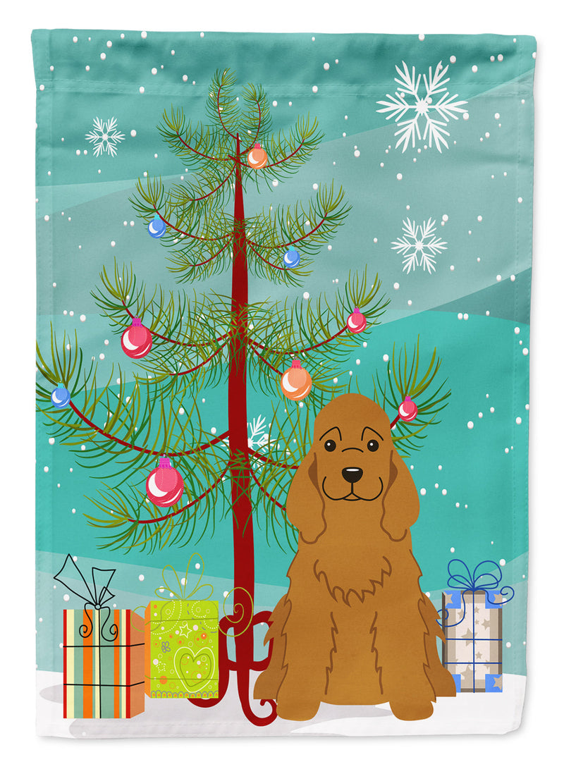 Merry Christmas Tree Cocker Spaniel Red Flag Garden Size BB4220GF