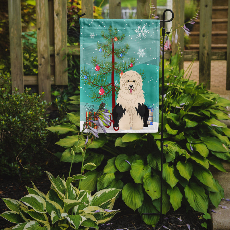 Merry Christmas Tree Old English Sheepdog Flag Garden Size BB4221GF