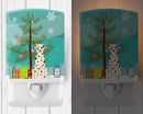 Merry Christmas Tree Dalmatian Ceramic Night Light Compact, UL-Certified, Ideal for Bedroom, Bathroom, Nursery, Hallway, Kitchen, 6x4x3, Multicolor