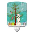 Merry Christmas Tree Dalmatian Ceramic Night Light Compact, UL-Certified, Ideal for Bedroom, Bathroom, Nursery, Hallway, Kitchen, 6x4x3, Multicolor