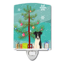 Merry Christmas Tree Smooth Fox Terrier Ceramic Night Light Compact, UL-Certified, Ideal for Bedroom, Bathroom, Nursery, Hallway, Kitchen, 6x4x3, Multicolor