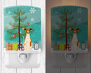 Merry Christmas Tree Whippet Ceramic Night Light Compact, UL-Certified, Ideal for Bedroom, Bathroom, Nursery, Hallway, Kitchen, 6x4x3, Multicolor