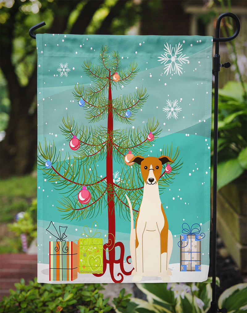 Merry Christmas Tree Whippet Flag Garden Size BB4224GF