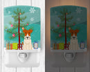 Merry Christmas Tree Wire Fox Terrier Ceramic Night Light Compact, UL-Certified, Ideal for Bedroom, Bathroom, Nursery, Hallway, Kitchen, 6x4x3, Multicolor