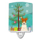 Merry Christmas Tree Wire Fox Terrier Ceramic Night Light Compact, UL-Certified, Ideal for Bedroom, Bathroom, Nursery, Hallway, Kitchen, 6x4x3, Multicolor