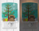 Merry Christmas Tree Pekingese Tan Ceramic Night Light Compact, UL-Certified, Ideal for Bedroom, Bathroom, Nursery, Hallway, Kitchen, 6x4x3, Multicolor