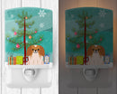 Merry Christmas Tree Pekingese Red White Ceramic Night Light Compact, UL-Certified, Ideal for Bedroom, Bathroom, Nursery, Hallway, Kitchen, 6x4x3, Multicolor