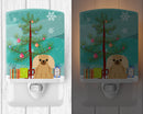 Merry Christmas Tree Pekingese Fawn Sable Ceramic Night Light Compact, UL-Certified, Ideal for Bedroom, Bathroom, Nursery, Hallway, Kitchen, 6x4x3, Multicolor
