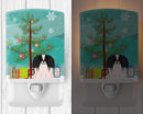 Merry Christmas Tree Pekingese Black White Ceramic Night Light Compact, UL-Certified, Ideal for Bedroom, Bathroom, Nursery, Hallway, Kitchen, 6x4x3, Multicolor
